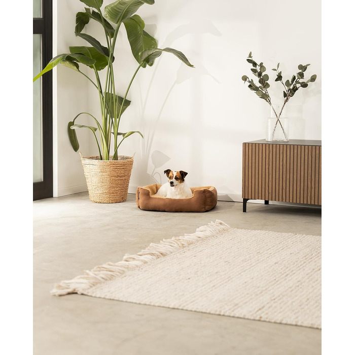 Килимок для собак Lionto з двостороннім подушкою та нековзким дном, 60x48 см, коричневий/бежевий. Підходить для собак та котів будь-якого віку.
