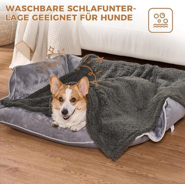 Водонепроникний килимок для собак, миючий, 120 x 100 см, двосторонній, для собак та котів середніх та великих порід, захист дивану та ліжка, м'який фліс Sherpa та фланель, сірий L (120 x 100 см)