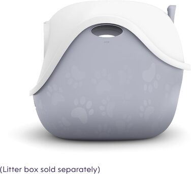 LitterLocker Коробка-лоток для котів сірого кольору, елегантний та практичний дизайн, легке очищення, з совочком (Купол - Білий)