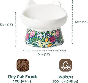 Котло propositions для котів TIGOADT: керамічна миска з підставкою, широка та нахилена, проти блювоти, для кошенят та літніх котів (блакитно-білий візерунок, квітковий візерунок)