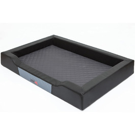 Лежак для собак Delux XXL 120x80 см, чорний, штучна шкіра та міцний кордура