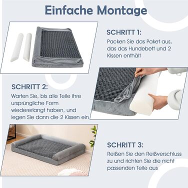 Ортопедичне ліжко для собак Costway, велике, XL, 122 x 89 x 18 см, з подушкою, з пінопласту, знімний, пральний чохол, підняті бортики, диван для собак великих та середніх порід, сірий