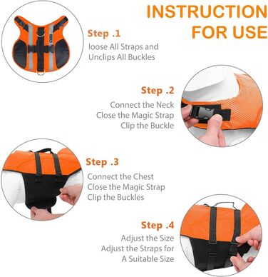 Рятувальний жилет для собак PETCUTE з ручкою та світловідбиваючими елементами, для малих, середніх та великих собак, для плавання, катання на човні та каяку (L)