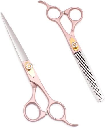 Набір професійних ножиць для собак 2 в 1: прямі та розріджуючі, ергономічні ручки, розмір 7.0 дюймів
