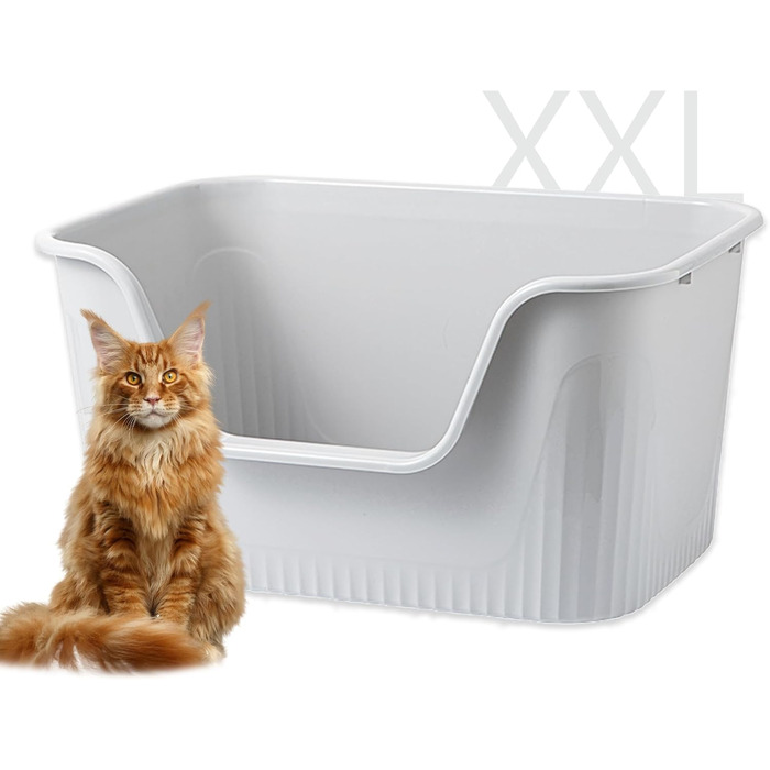 Vealind Великий туалет для котів Jumbo, 78,9×53,3×40,6 см, сірий, легко чиститься, високі борти, для великих і кількох котів