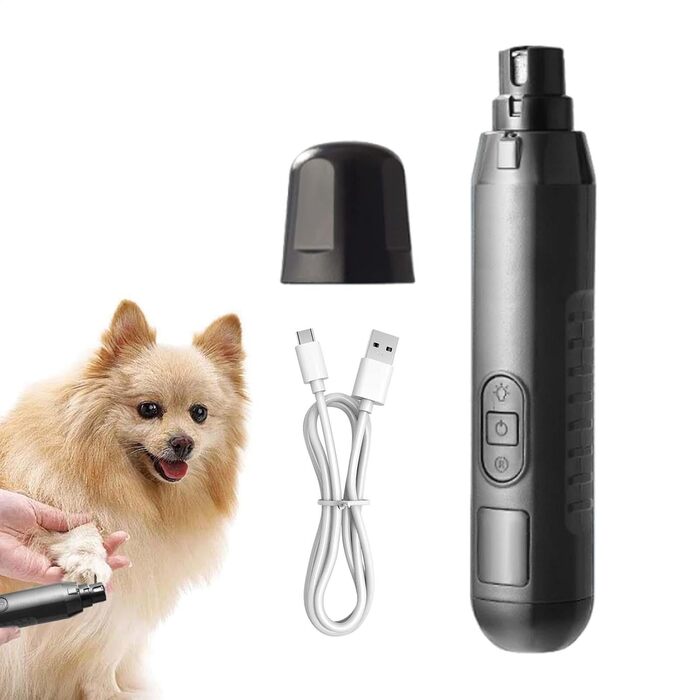 Електричний триммер для собак та котів, 5 швидкостей, акумуляторний, професійний, для догляду за кігтями, тихий, сірий