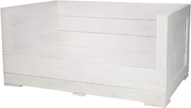 Собаче ліжко Kistenkolli Altes Land Balu з дерева з подушкою 90x57x45 см, корзина для собак, лежанка, вінтаж, для дому та вулиці, білий колір