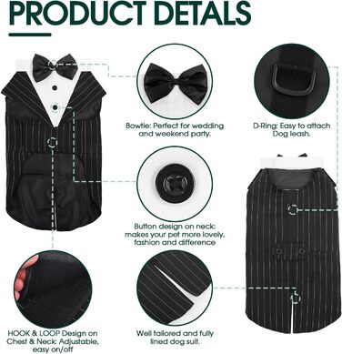 Костюм для собак Kuoser з банданою та краваткою, теплий зимовий, для святкування, вечірки, Хелловін, день народження, S-XXL, смугастий