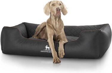 Ортопедичне собаче ліжко Knuffelwuff Madison з чорного штучної шкіри XXL 120 x 85 см - знімний чохол - легко мити - для великих, середніх та маленьких собак, розмір 120 x 85 x 25 см