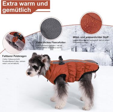 Водонепроникний зимовий теплий одяг для собак - куртка з D-початком, тепла жилетка для малих, середніх та великих собак XL, коричневого кольору