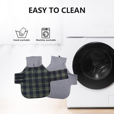 Зимовий теплий нашийник для собак Dachshund (Такса) від Geyecete, водонепроникний, з отвором для повідка, теплий пуловер для маленьких собак, червоно-зелений в клітинку (XS)