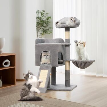 Дряпка для котів, котячий комплекс з сизалю, зручна лежанка та платформа, чорний колір