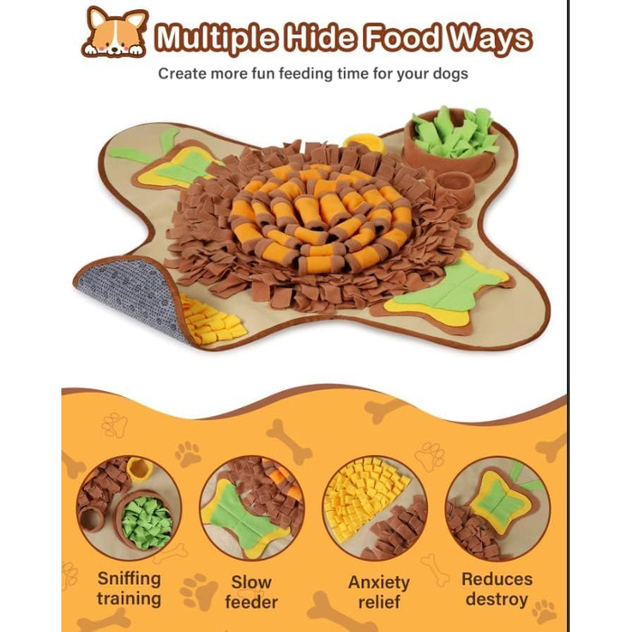 Schnüffelmatte для великих собак HOPET, інтерактивна тренувальна килимок для годування, стимуляція розуму та повільне годування, іграшка для всіх порід