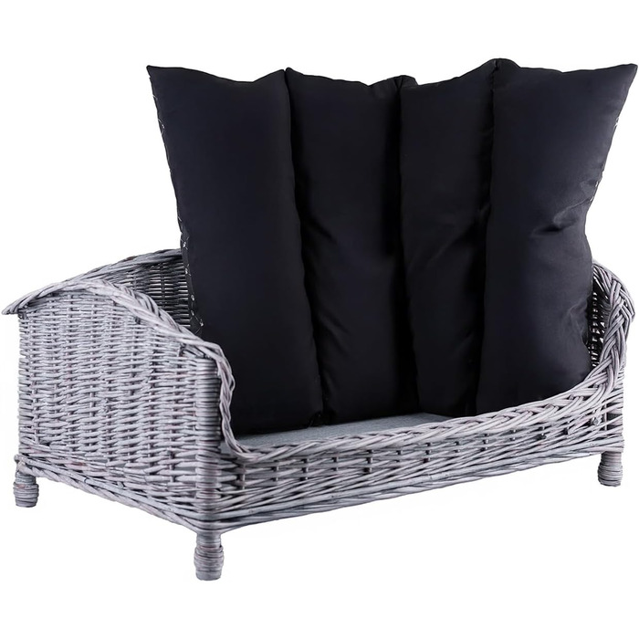 Корзина для тварин з лози: ліжко для собак та котів з м'яким подушком (64x42x35 см)