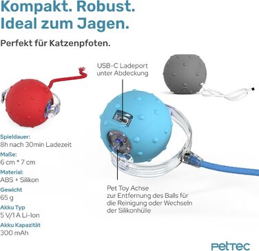 Автоматична іграшка для котів PetTec® з лазерним вказівником та м'ячиком (2 шт.) - інтерактивна іграшка для котів, 24/7 зайнятість