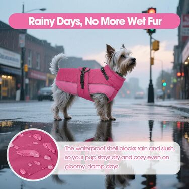 Водонепроникний зимовий теплий нашийник для собак QBLEEV, фліс, для холодної погоди, рожевий (Medium)