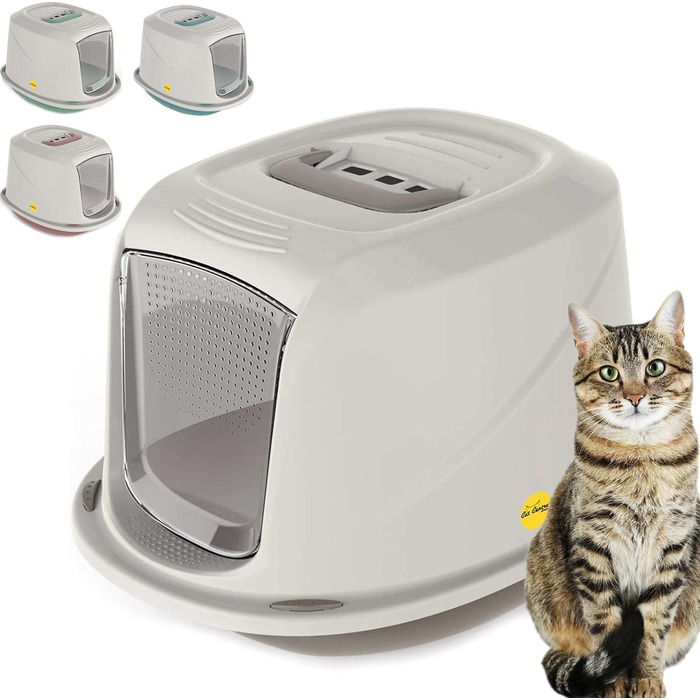 Котцентр: великий лоток для котів з кришкою, сірий XL, з фільтром