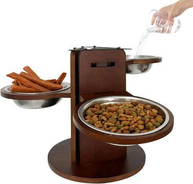 Підвищений годівниця для собак, регульована по висоті, 3-рівнева годівниця для собак, підставка з 3 мисок з нержавіючої сталі, 650 мл, годівниця для собак з антиковзним дном