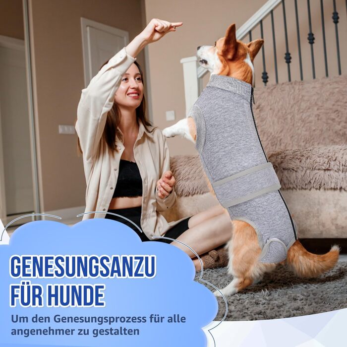 Комбінезон для собак після операції SlowTon: м'який, дихаючий, захист від витікання, альтернатива електронного нашийника, для собак після кастрації, сірий, розмір S