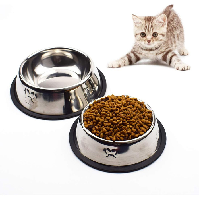 Набір мисок для котів з нержавіючої сталі (3 шт.) - миски для їжі та води для котів та маленьких собак