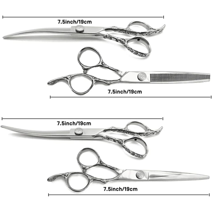 Професійна вигнута ножиця для грумінгу собак та котів з нержавіючої сталі 440C (7.5 дюймів)