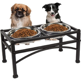 Підвищена годівниця для собак Funkeen з подвійними мисками з нержавіючої сталі, для середніх собак, об'єм 1 кварту