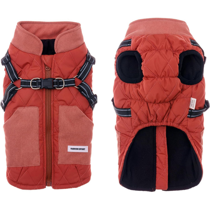 Зимова куртка для собак, тепла вітрозахисна куртка для собак середнього розміру з шлейкою, одяг для тварин, підходить для катання на лижах (зелений, рожевий)