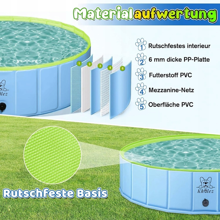 Складаний басейн для собак 120x30 см: протиковзкий піддон зі зливом
