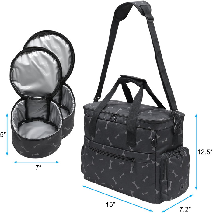 Чемодан-переноска для собак MyDays, валіза для тварин, переноска на вихідні з розкладним миском (Чорний)