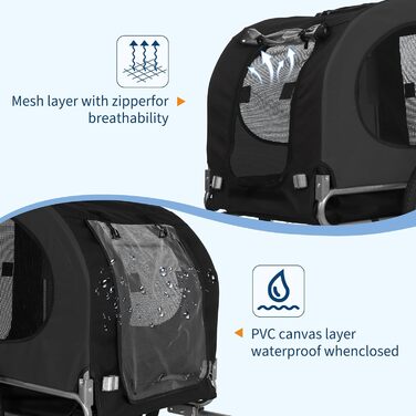 Дитячий велосипедний причіп для собак, до 40 кг, з безпековою лідкою, прапорцем, 20-дюймовими шинами та амортизацією, водонепроникний PVC-покриття, сталевий каркас, вентиляційні вікна, для парку, пляжу, кемпінгу (темно-сірий)