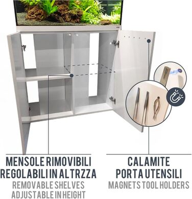 Професійний акваріум Amtra Alux 330L з кришкою та дерев'яним корпусом, LED підсвітка, для прісноводних і морських риб, сірий колір