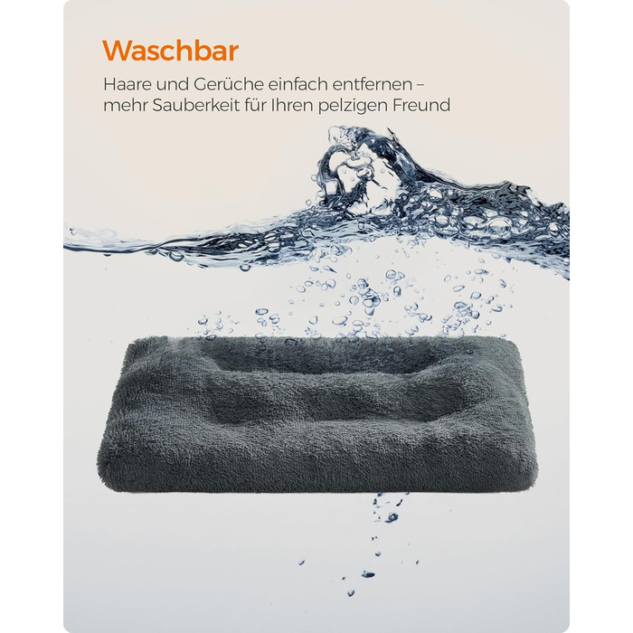 Ліжко для собак Feandrea, м'який килимок, довгий плюш, 122 x 74 см, м'яка підкладка, можна прати, багатофункціональне, PGW204K01 (L 110 x B 73 x H 10 см, темно-сірий)