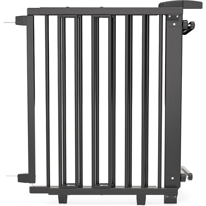 Безпечне ворота Geuther Oris для сходів | Дерев'яне захисне ворота для дітей, чорний колір, 67-95 см, з кріпленням для поручнів