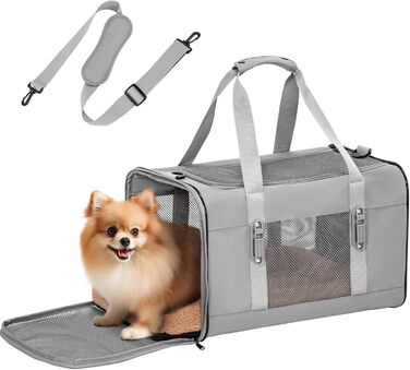 Переноска для котів та собак Petsfit сірого кольору L+: 48,5x31x31 см - Зручна та безпечна переноска для тварин