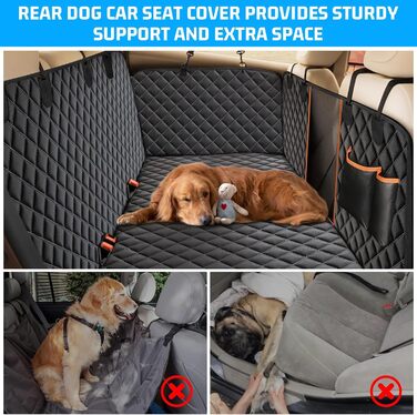 Захисний килимок для собак у машину Amexo, 137x147 см, чорний. Захист заднього сидіння, водовідштовхувальний, стійкий до подряпин, з віконцем.