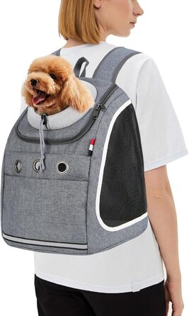 PETCUTE Рюкзак для собак і котів, переноска для тварин, рюкзак для подорожей, піших прогулянок та кемпінгу (темно-сірий)