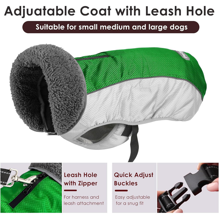 Зимовий одяг для собак, тепла куртка з світловідбиваючими смугами, водонепроникний пуловер на Різдво з отвором для повідка, тепла жилетка для собак малих, середніх та великих порід (Рожевий, M)