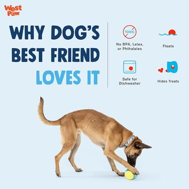 Інтерактивна іграшка-головоломка для собак WEST PAW Zogoflex Toppl XL — дозатор для ласощів, для апортування та жування, для середнього навантаження, для сухого корму та ласощів