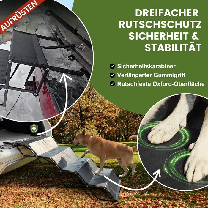 Сходинки для собак XARILK - 5-ступенева складана трепетка з алюмінію, до 110 кг, 44 см, для авто, позашляховиків, ліжок та вантажівок