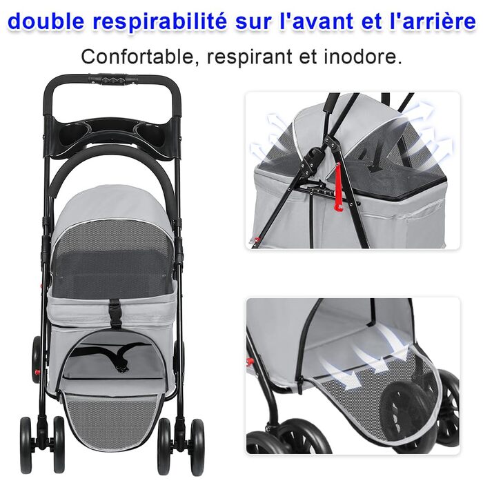 Дитяча коляска для собак та котів Homewell, складана, до 20 кг, сіра