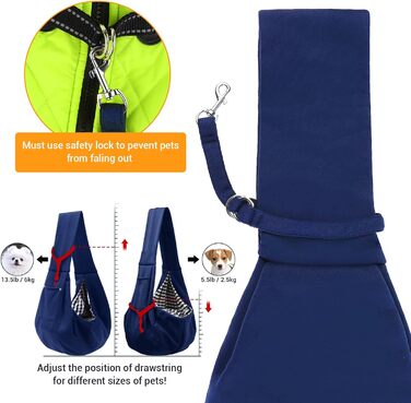 Сумка-переноска для собак Lyneun 6 кг, дихаюча, регульована, для прогулянок та подорожей (Морська блакить)