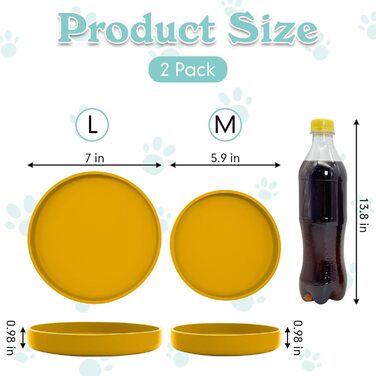 Миски для котів Apatal: силіконові, неслизькі, жовті, 2 шт. (діаметр 18 см)