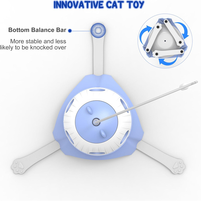Інтерактивна іграшка для котів FUGODIWI, електрична, 3-в-1, Whack-a-Mole, з USB-зарядкою (блакитна)