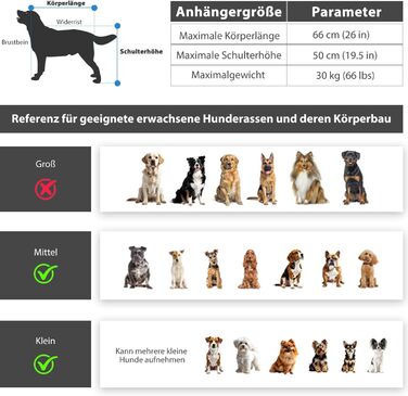 Причеп-біговий візок для собак 2-в-1, до 30 кг, складний, з гальмами, сигнальним прапорцем, для активного відпочинку та дому, червоний