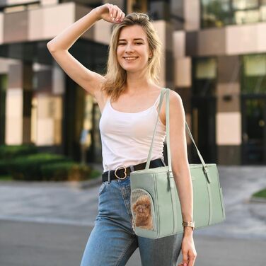 Сумка-переноска для собак і котів Fashion Dog, шкіряна, зелена, м'яка, авіаційного стандарту, для маленьких тварин
