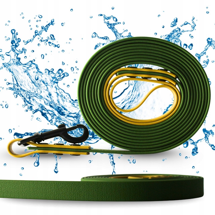 Повідець для собак (малих та великих) 20м, водонепроникний, міцний, довгий, зелений