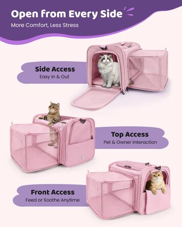 MIDOG Сумка-переноска для котів та маленьких собак, м'яка, TSA-сертифікована, для подорожей літаком, під сидіння, з розширеним простором, надійні застібки, оливковий/листяний колір