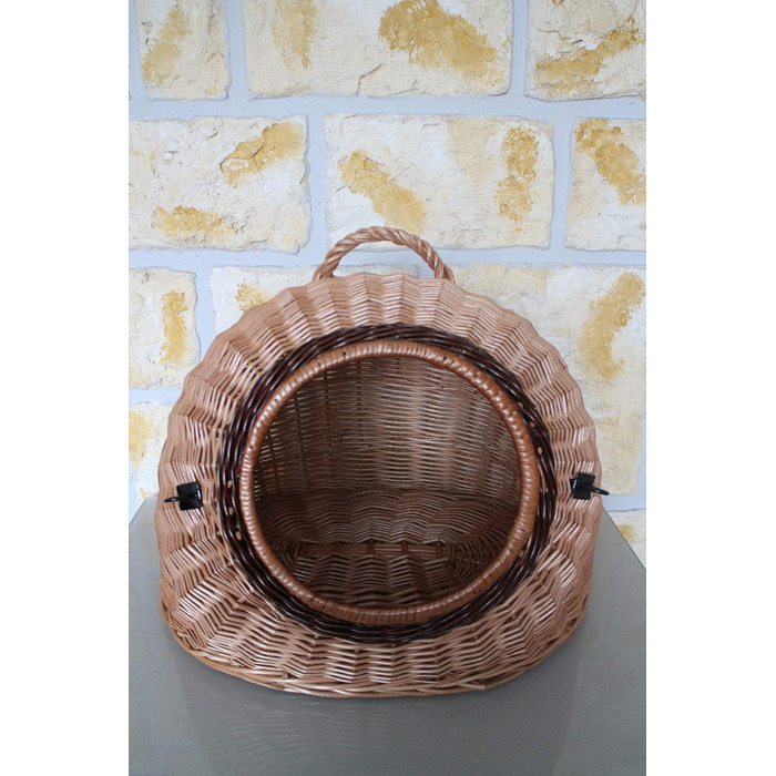 Корзина для котів Marcus Katzentransportkorb з плетіння лози з металевою сіткою та подушкою, коричнева