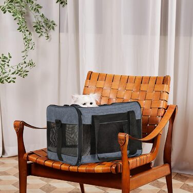 Переноска для котів та собак X-ZONE, середнього розміру, чорна/синя