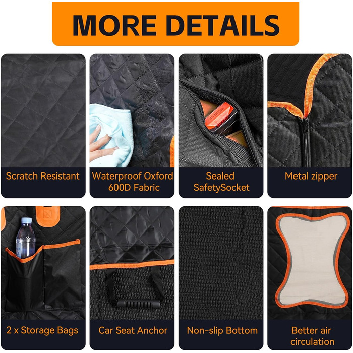 Автоматик для собак у машину: захисна підстилка на заднє сидіння з боковими бар'єрами та віконцем, водонепроникна та стійка до подряпин